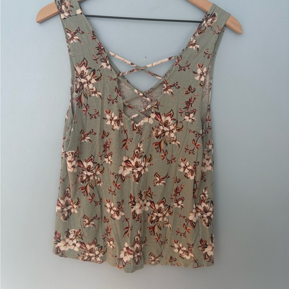 American Eagle Floral Green Sleeveless Top
